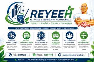Nettoyage professionnel pour bureaux et maisons avec Reyeeh