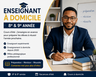 Enseignant à domicile expérimenté pour 8e et 9e année
