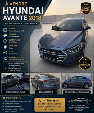 Hyundai Avante 2018 diesel, boîte automatique à vendre