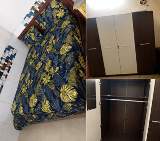 Chambre à coucher complète lit 1,5 place et armoire 4 portes