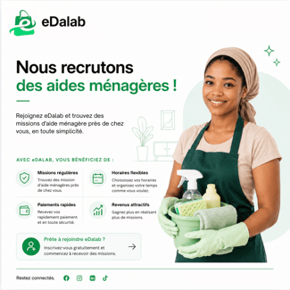 Aide ménagère indépendante, missions flexibles et rémunérées