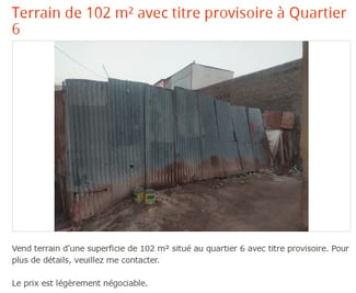 Terrain stratégique avec titre provisoire à Q6