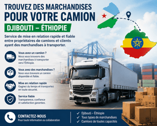 Trouvez des marchandises pour votre camion – Djibouti & Éthiopie