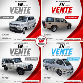 Voitures d’occasion en bon état à vendre à Djibouti