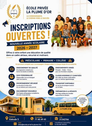 Inscriptions ouvertes à l'École Privée La Plume d'Or