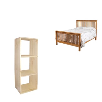 Lit en bois avec étagère de rangement, solide et élégant