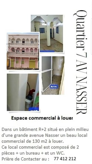 Local commercial de 130m2 à louer au cœur de l'Avenue Nasser