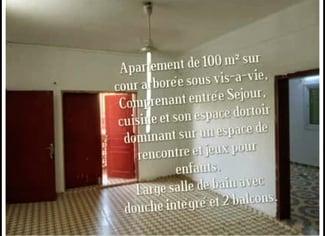 Appartement F3 neuf 100 m² avec balcon à PK13 Oumou Salama