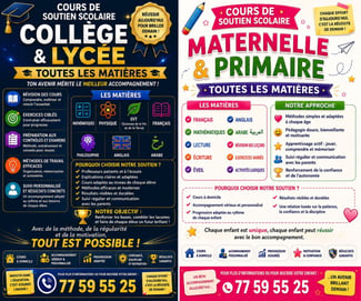 Cours de soutien scolaire à domicile toutes matières niveaux scolaires