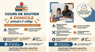 Cours de soutien scolaire à domicile pour primaire et collège