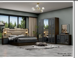Ensemble chambre 8 pièces en MDF Premium avec lit XXL