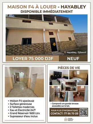 Maison F4 neuve avec terrasse et chambre indépendante à Hayabley
