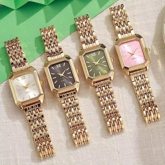 Montre femme luxe dorée à quartz, design élégant et raffiné