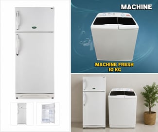Réfrigérateur Kiriazi 460L et machine à laver Fresh 10kg neuves scellées