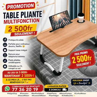Table pliante multifonction pour devoirs et ordinateur