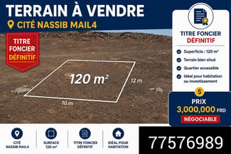 Terrain 120 m² avec titre foncier à Nassib Mail4
