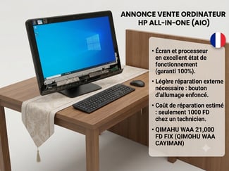 Ordinateur HP Intel Pentium Dual Core 4 Go RAM en bon état