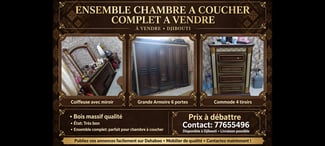 Chambre à coucher solide avec 2 chevets en bon état
