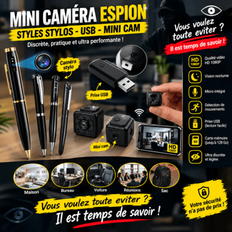 Mini caméra espion compacte HD pour sécurité discrète