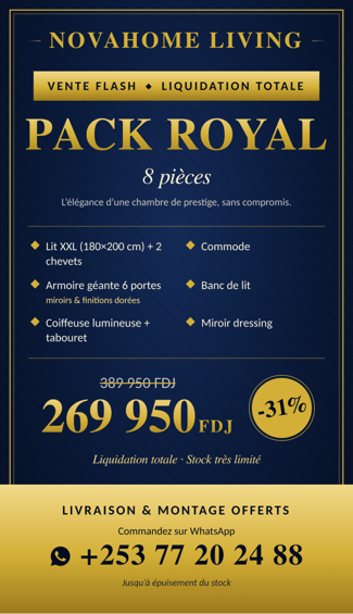 Pack mobilier royal luxe 8 pièces Novahome Living haut de gamme