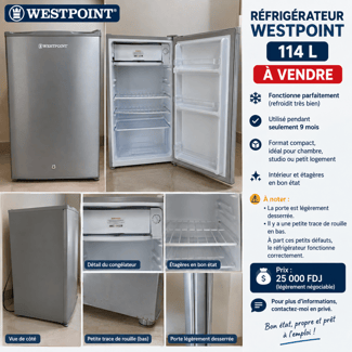 Réfrigérateur Westpoint 114 L compact en bon état