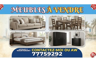 Meubles et électroménagers variés en bon état