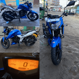 Moto TVS Apache 160 cc bleu en très bon état