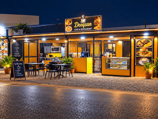 Restaurant équipé avec matériel fast food prêt à démarrer