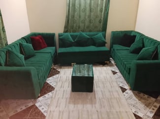 Salon velours vert émeraude complet en très bon état