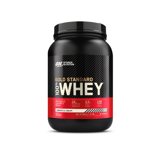 Protéine Whey Gold Standard 100% Optimum Nutrition - 24g Protéines, 5,5g BCAA, Faible Sucres et Lipides