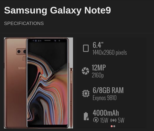 Samsung Note 9 Bleu 6 Go RAM 129 Go Stockage - Très Bon État