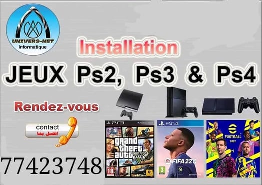 installation tous jeux & tous programmes PS2, PS3 & PS4