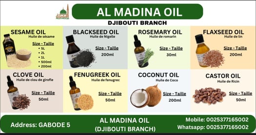 Huiles naturelles 100% bio à vendre - Al Madina