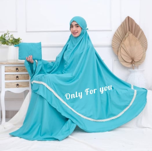 Ensemble hijab long et robe fluide bleu turquoise pour femme à vendre