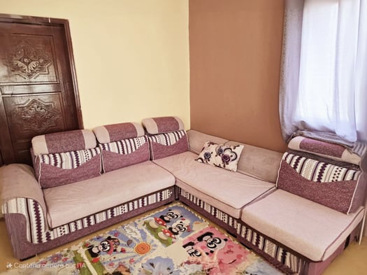 Salon en tissu L avec revêtement lavable