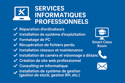Services Informatiques Professionnels – Réparation, Réseaux, Sites Web, Caméras & Plus