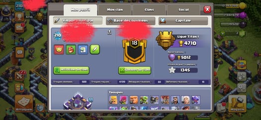 Compte Clash of Clans: HDV15, Niveau 210, 10 ans de construction