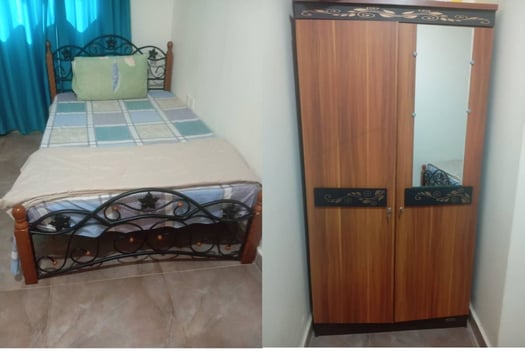 Lit et armoire 120cmx190cm, matelas inclus