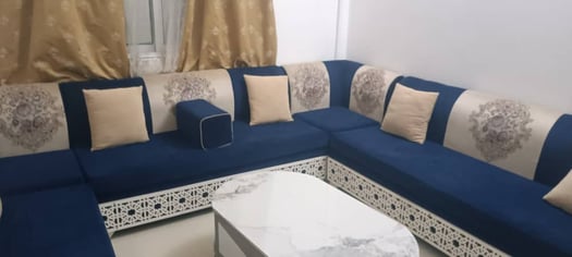 Salon U Bleu avec Tapis
