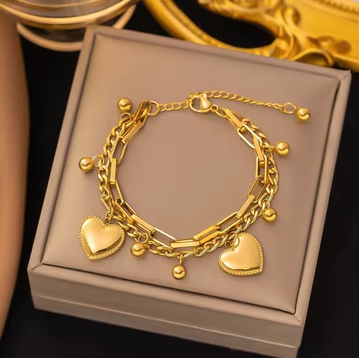 Bracelet double en acier inoxydable pour femme