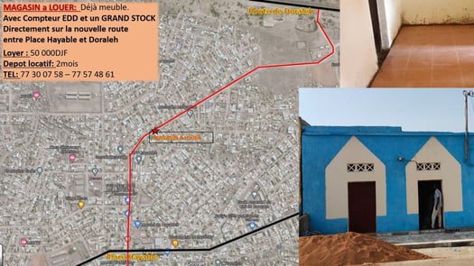 Magasin meublé avec grand stock à louer sur nouvelle route à Hayableh