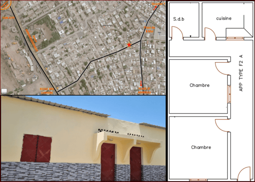 Maison F2 moderne avec terrasse et commodités à Cité-Progrès