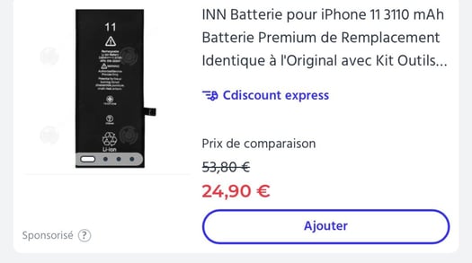 Batterie iPhone 11 neuve - Identique à l\'originale importée