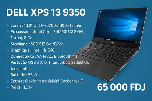 Dell XPS 13 9350 - Core i7, 8GB RAM, 512GB SSD, 13.3 pouces Tactile