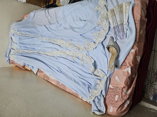 Robe de mariée jamais portée avec voiles bleu ciel