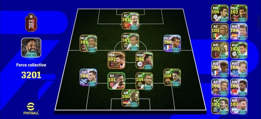 Compte eFootball avec effectif de 3201 joueurs épiques