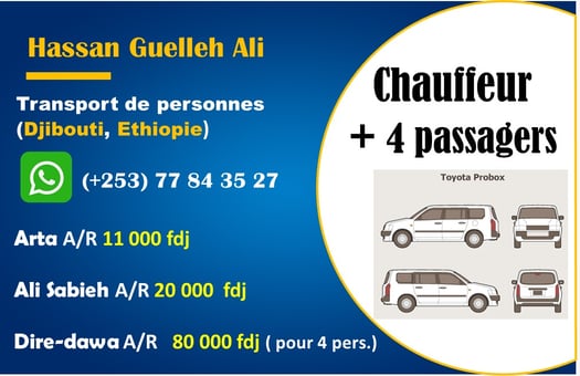 Transport de personnes sécurisé et économique vers Arta, Ali-Sabieh, Dire-Dawa