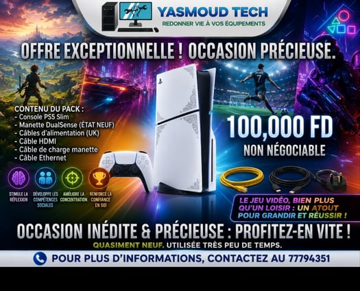Console PS5 Slim quasi neuve avec accessoires inclus