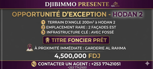 Terrain 2 façades bien situé à Hodan 2 proche Garderie Al Rahma