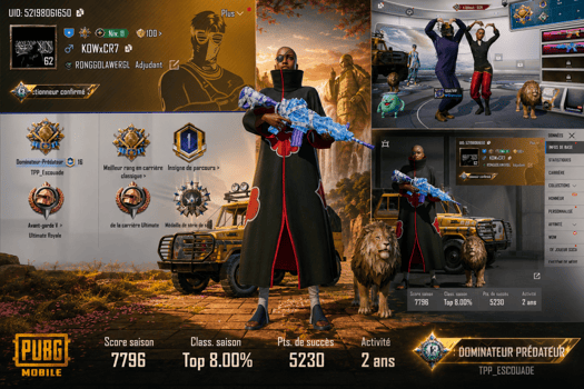 Compte PUBG rare avec armes et véhicules exclusifs